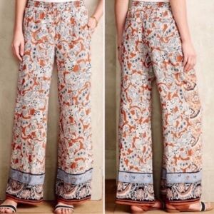 Anthropologie Multicolor Paisley Wide-Leg Pants